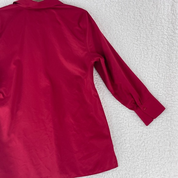 Chico's Solid‎ Red Button-Up Shirt Womens Long Sleeve Collared Size 12/14 Petite - Picture 12 of 14